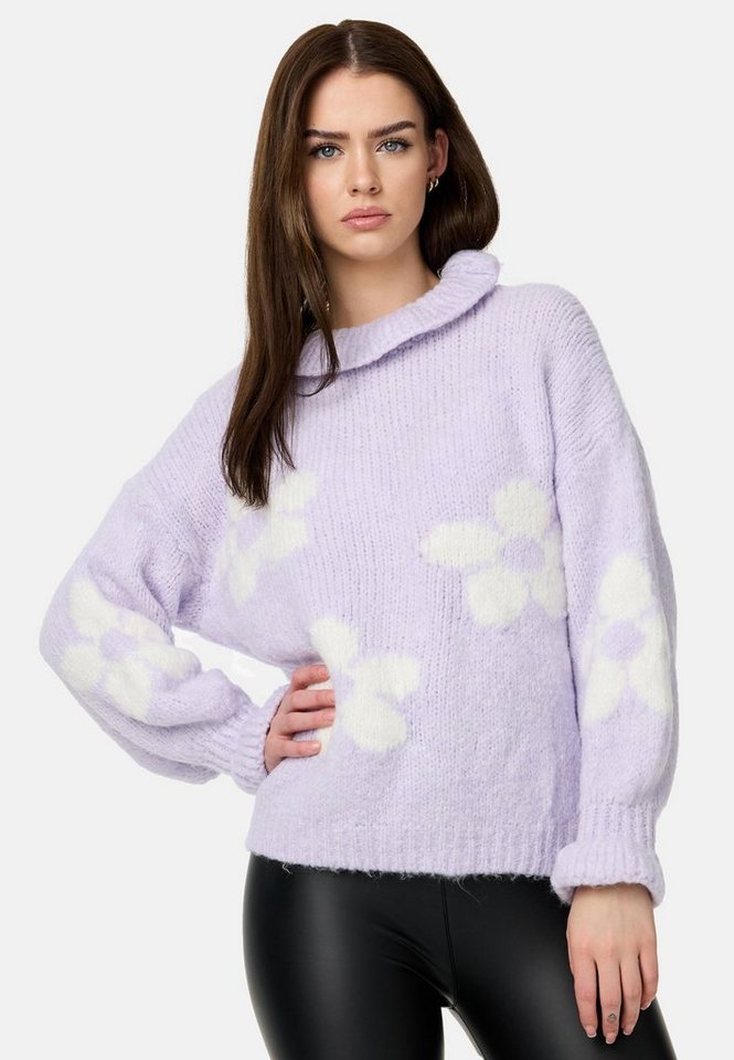 Worldclassca Strickpullover Worldclassca Oversize Damen Strickpullover Oberteil Rüschen Blumen von Worldclassca