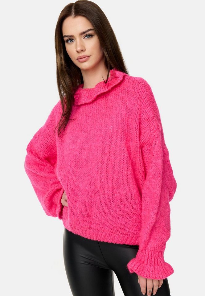 Worldclassca Strickpullover Worldclassca Oversize Damen Strickpullover Oberteil Rüschen Pullover von Worldclassca