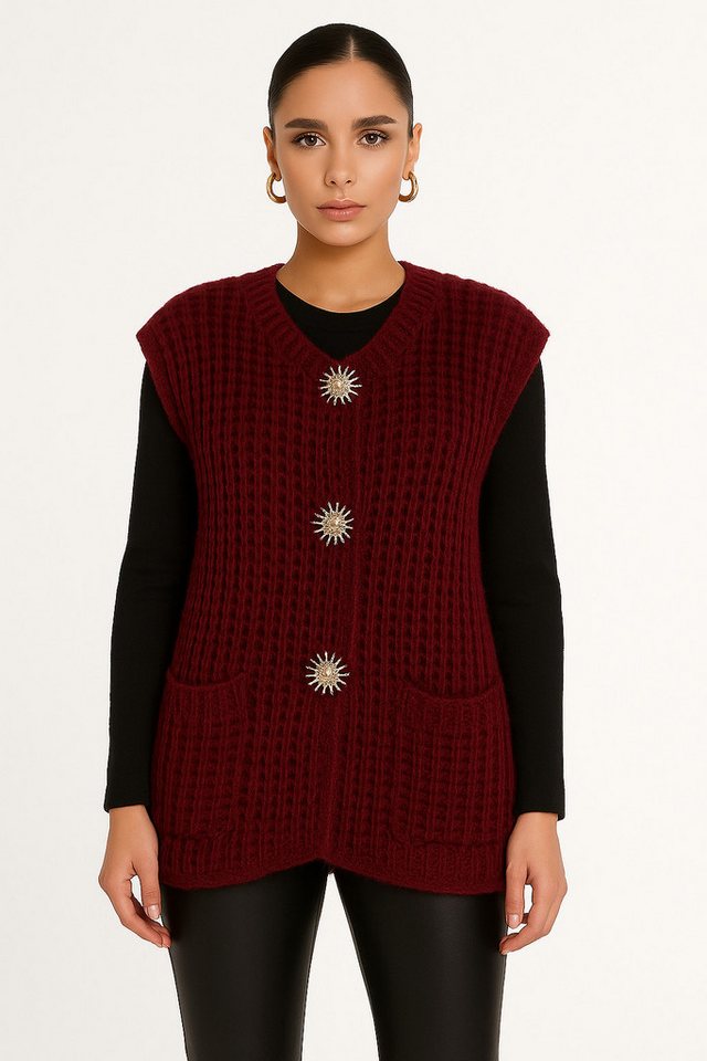 Worldclassca Strickweste WORLDCLASSCA Oversize Strickweste Ärmellos Dick Pullover Weste Knopf Neue Kollektion - Stilvolle und gemütliche Strickmode für Damen von Worldclassca