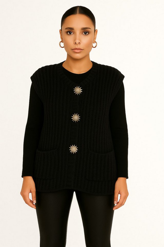 Worldclassca Strickweste WORLDCLASSCA Oversize Strickweste Ärmellos Dick Pullover Weste Knopf Neue Kollektion - Stilvolle und gemütliche Strickmode für Damen von Worldclassca