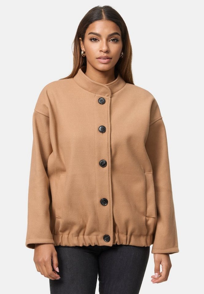 Worldclassca Kurzjacke Worldclassca Oversized Crop Jacke Sweatjacke Knopfleiste Stehkragen von Worldclassca