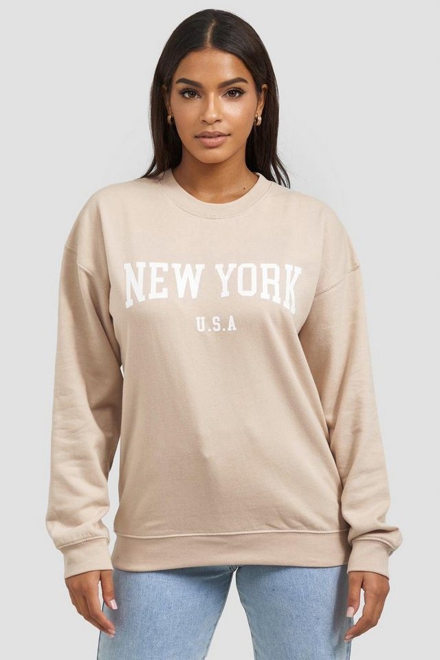 Worldclassca Sweatshirt Worldclassca Damen Mädchen Oversized Sweatshirt Lounge Homewear Sweater Shirt Bedruckt New York USA Uni Farben Freizeit Sport Langarmshirt Oberteil Pulli Pullover Blogger NEU S-L von Worldclassca