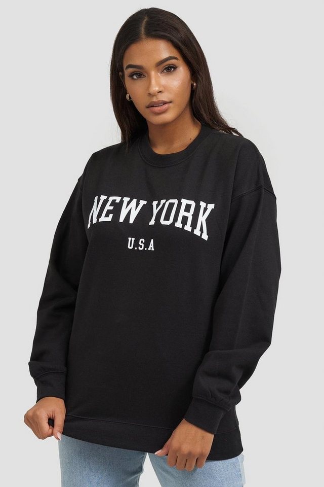 Worldclassca Sweatshirt Worldclassca Damen Mädchen Oversized Sweatshirt Lounge Homewear Sweater Shirt Bedruckt New York USA Uni Farben Freizeit Sport Langarmshirt Oberteil Pulli Pullover Blogger NEU S-L von Worldclassca