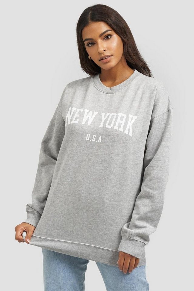 Worldclassca Sweatshirt Worldclassca Damen Mädchen Oversized Sweatshirt Lounge Homewear Sweater Shirt Bedruckt New York USA Uni Farben Freizeit Sport Langarmshirt Oberteil Pulli Pullover Blogger NEU S-L von Worldclassca