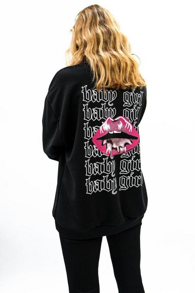 Worldclassca Sweatshirt Worldclassca Damen Oversized Sweatshirt Sweater Bedruckt Kiss Lips Langarmshirt Pullover Pulli Oberteil Freizeitshirt von Worldclassca