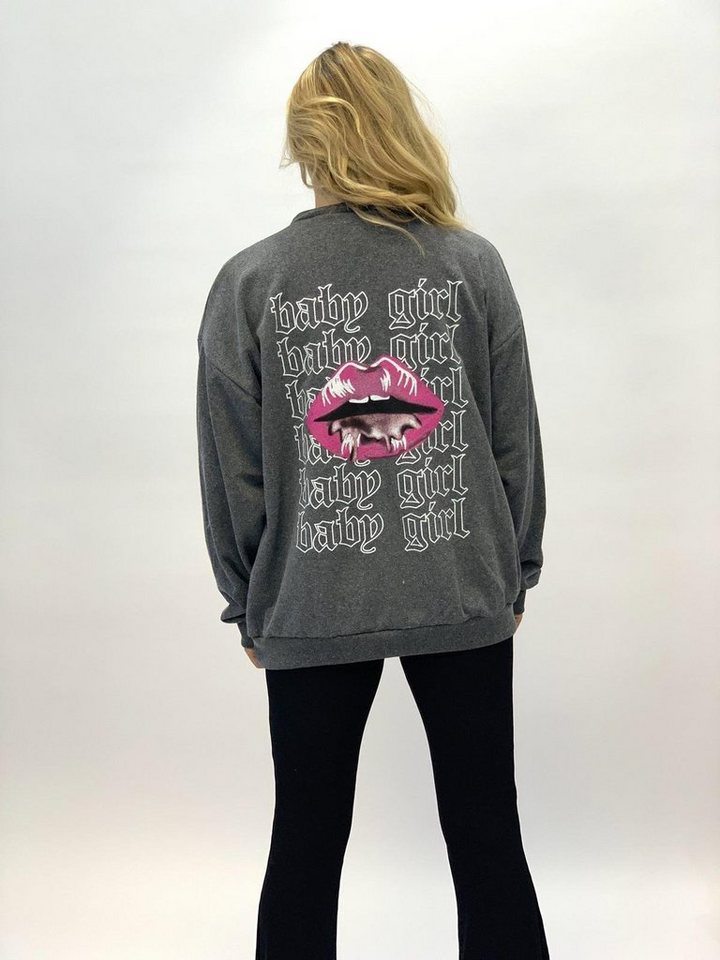 Worldclassca Sweatshirt Worldclassca Damen Oversized Sweatshirt Sweater Bedruckt Kiss Lips Langarmshirt Pullover Pulli Oberteil Freizeitshirt von Worldclassca