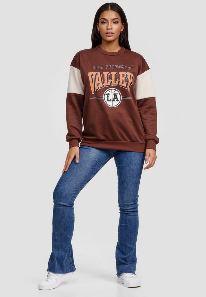 Worldclassca Sweatshirt Worldclassca Damen Mädchen Oversized Sweatshirt Lounge Homewear Sweater Shirt Bedruckt Schriftzug VALLEY College Uni Farben Freizeit Sport Langarmshirt Oberteil Pulli Pullover Blogger NEU S-L von Worldclassca