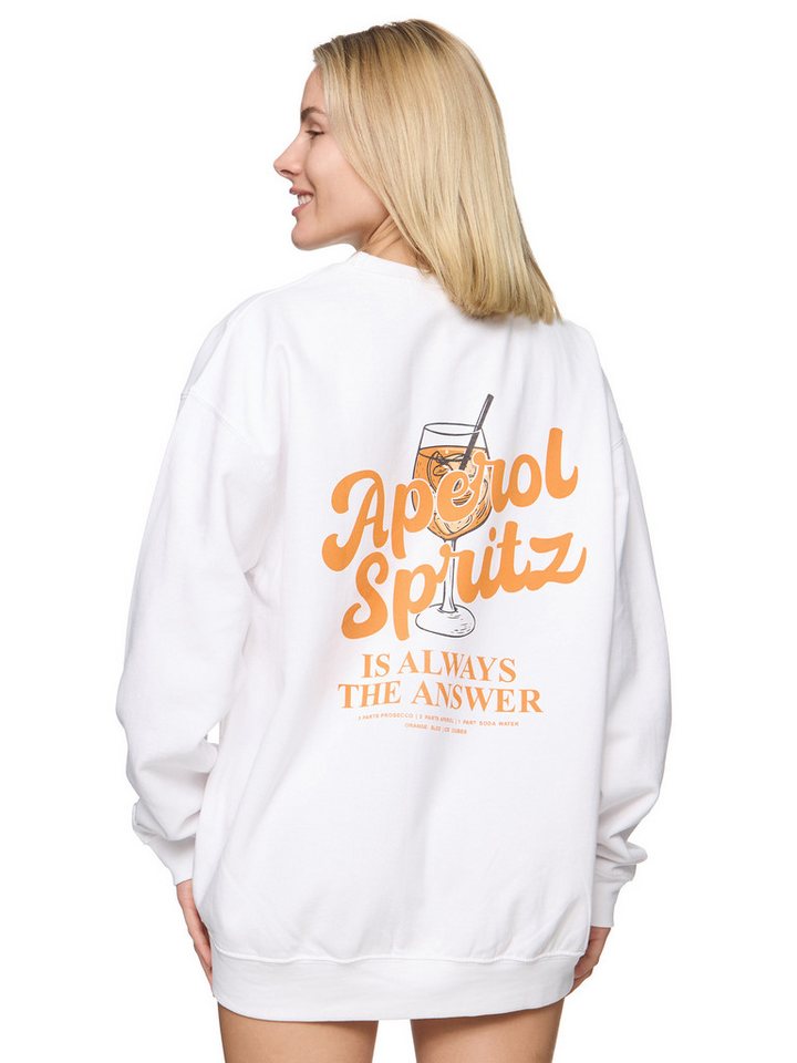 Worldclassca Sweatshirt Worldclassca Oversized Sweatshirt Aperol Spritz Print Langarm Pullover PRINT APEROL SPRITZ IS ALWAYS THE ANSWEAR von Worldclassca