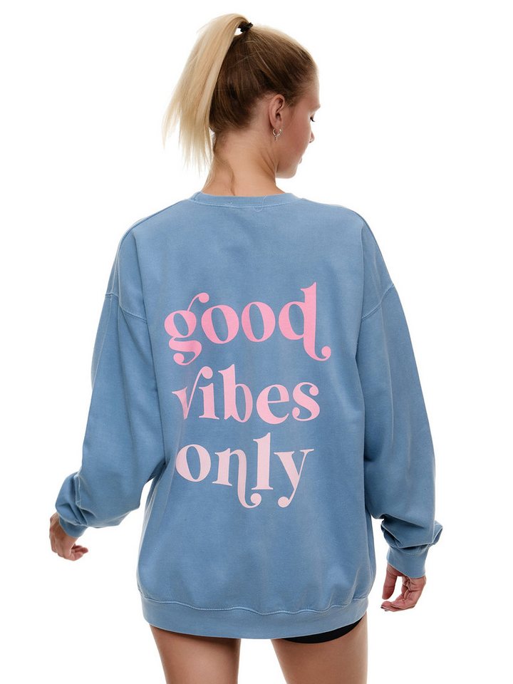 Worldclassca Sweatshirt Worldclassca Oversized Sweatshirt Good Vibes Print Langarm Pullover Freizeit Shirt von Worldclassca