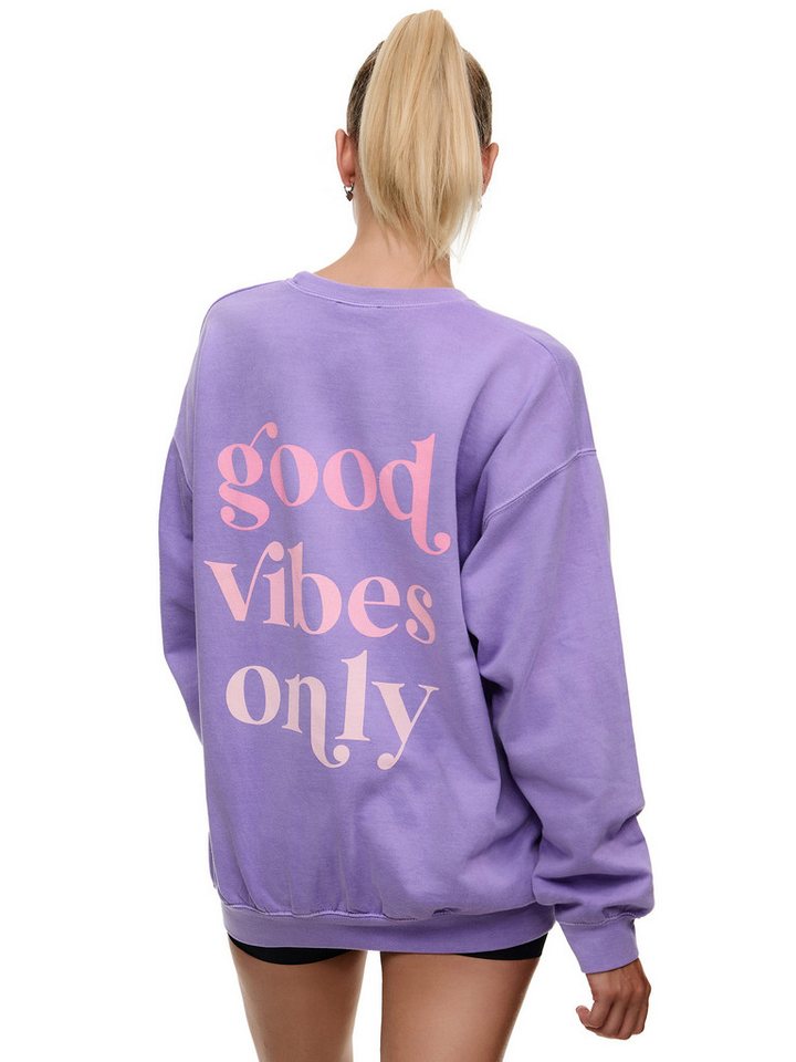 Worldclassca Sweatshirt Worldclassca Oversized Sweatshirt Good Vibes Print Langarm Pullover Freizeit Shirt von Worldclassca