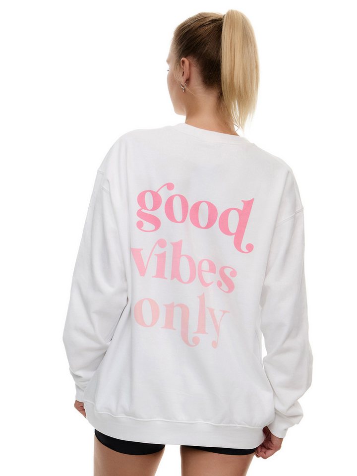 Worldclassca Sweatshirt Worldclassca Oversized Sweatshirt Good Vibes Print Langarm Pullover Freizeit Shirt von Worldclassca