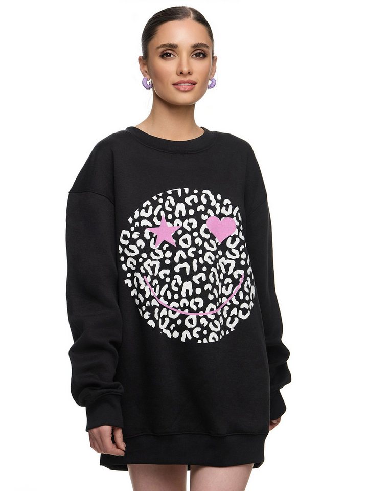 Worldclassca Sweatshirt Worldclassca Oversized Sweatshirt Happy Love Print Langarm Pullover Freizeit Sweatshirt von Worldclassca