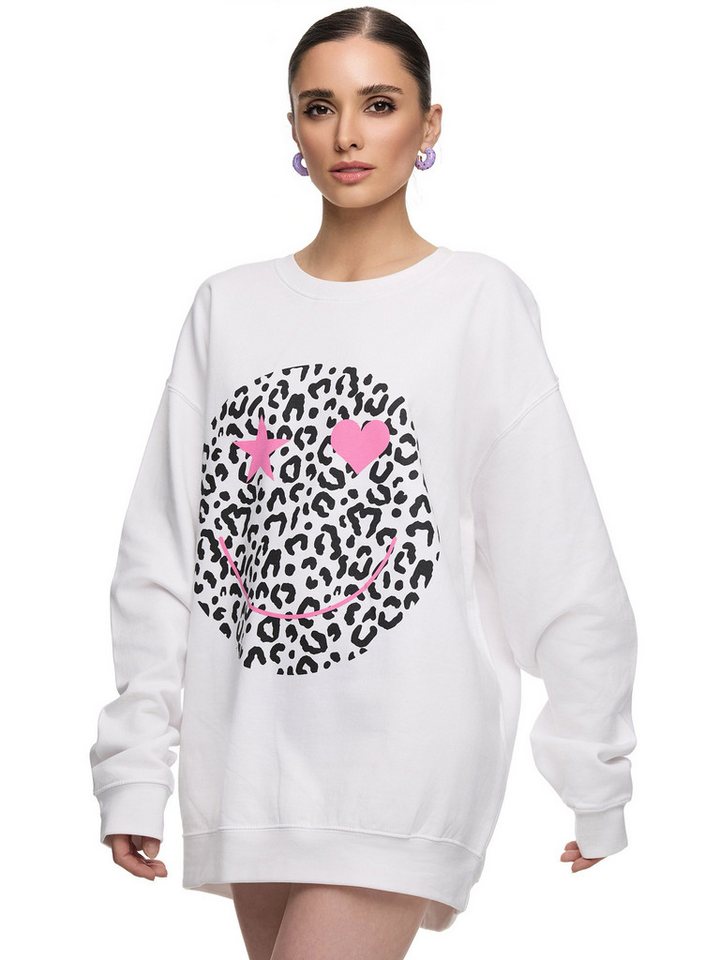 Worldclassca Sweatshirt Worldclassca Oversized Sweatshirt Happy Love Print Langarm Pullover Freizeit Sweatshirt von Worldclassca