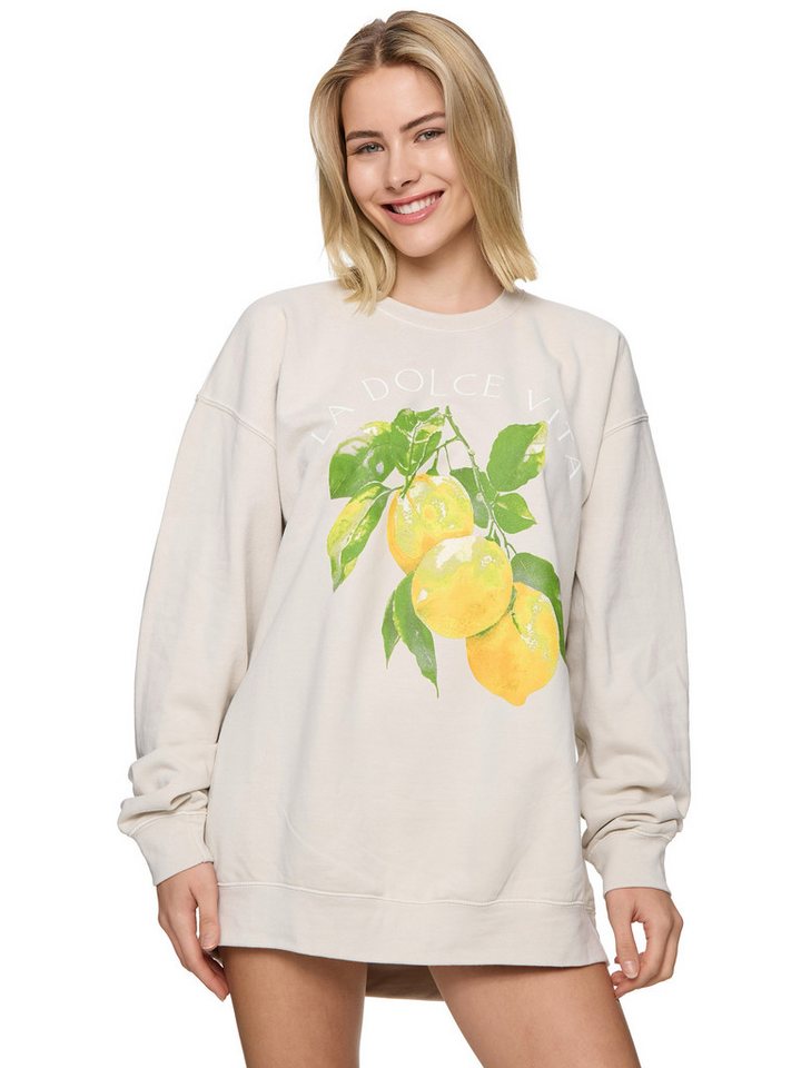 Worldclassca Sweatshirt Worldclassca Oversized Sweatshirt LA DOLCE VITA Print Langarm Pullover LEMON PRINT von Worldclassca