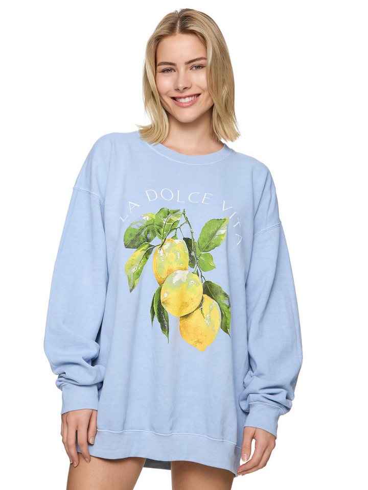 Worldclassca Sweatshirt Worldclassca Oversized Sweatshirt LA DOLCE VITA Print Langarm Pullover LEMON PRINT Worldclassca Sweatshirt Worldclassca Oversized Sweatshirt LA DOLCE VITA Print Langarm Pullover LEMON PRINT von Worldclassca