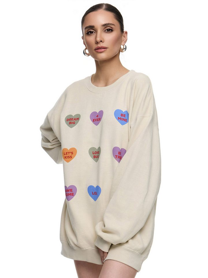 Worldclassca Sweatshirt Worldclassca Oversized Sweatshirt LOVE Print Langarm Pullover Uni PRINT BE TRUE - LETS KISS - BE MINE - DREAM BIG - LOVE BUG - HUG ME von Worldclassca