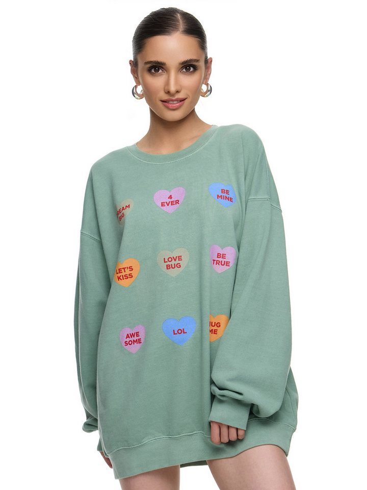 Worldclassca Sweatshirt Worldclassca Oversized Sweatshirt LOVE Print Langarm Pullover Uni PRINT BE TRUE - LETS KISS - BE MINE - DREAM BIG - LOVE BUG - HUG ME von Worldclassca