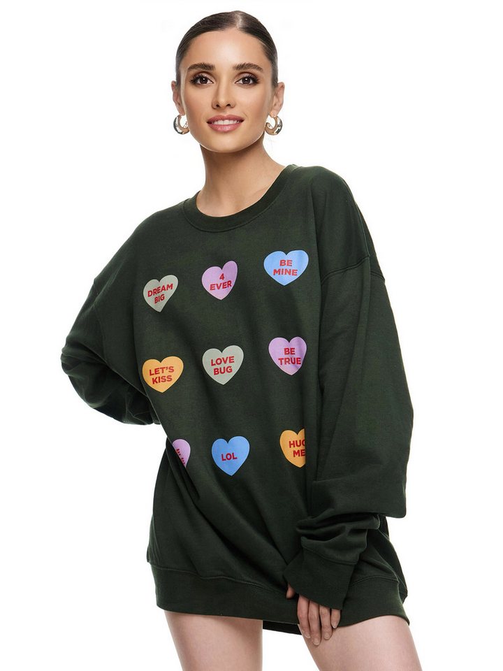 Worldclassca Sweatshirt Worldclassca Oversized Sweatshirt LOVE Print Langarm Pullover Uni PRINT BE TRUE - LETS KISS - BE MINE - DREAM BIG - LOVE BUG - HUG ME von Worldclassca