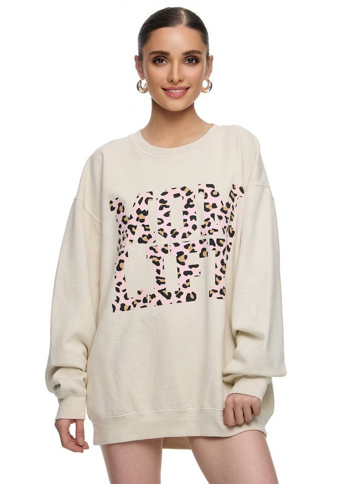 Worldclassca Sweatshirt Worldclassca Oversized Sweatshirt MOM LIFE Print Langarm Pullover Freizeit Sweatshirt von Worldclassca
