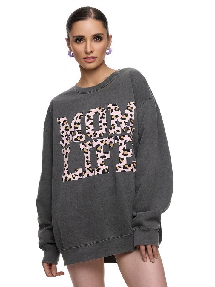 Worldclassca Sweatshirt Worldclassca Oversized Sweatshirt MOM LIFE Print Langarm Pullover Freizeit Sweatshirt von Worldclassca