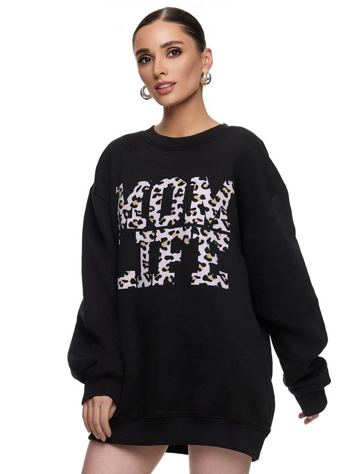 Worldclassca Sweatshirt Worldclassca Oversized Sweatshirt MOM LIFE Print Langarm Pullover Freizeit Sweatshirt von Worldclassca