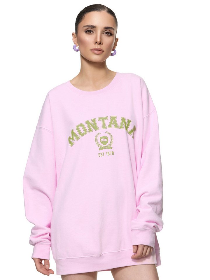 Worldclassca Sweatshirt Worldclassca Oversized Sweatshirt MONTANA Print Langarm Pullover PRINT - MONTANA von Worldclassca