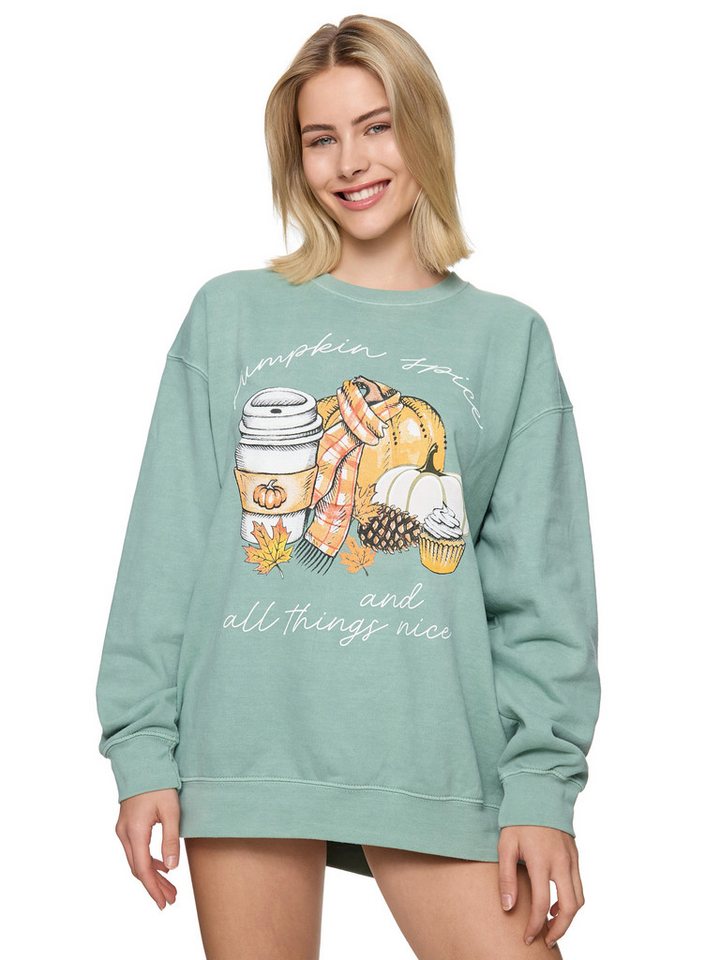 Worldclassca Sweatshirt Worldclassca Oversized Sweatshirt PUMPKIN Print Langarm Pullover Pulli PRINT PUMPKIN SPICE AND ALL THINGS NICE von Worldclassca
