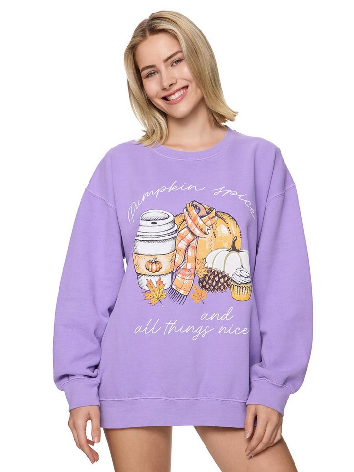 Worldclassca Sweatshirt Worldclassca Oversized Sweatshirt PUMPKIN Print Langarm Pullover Pulli PRINT PUMPKIN SPICE AND ALL THINGS NICE von Worldclassca