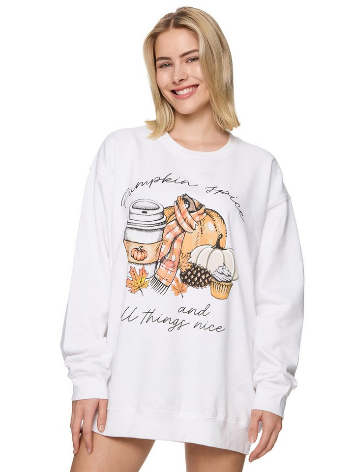 Worldclassca Sweatshirt Worldclassca Oversized Sweatshirt PUMPKIN Print Langarm Pullover Pulli PRINT PUMPKIN SPICE AND ALL THINGS NICE von Worldclassca