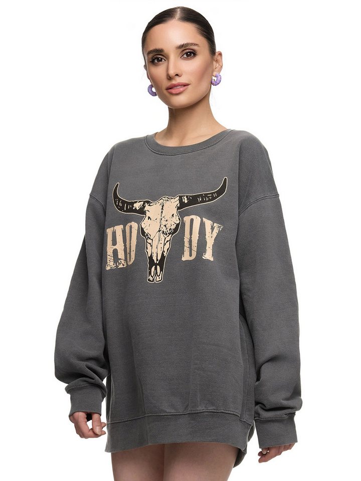 Worldclassca Sweatshirt Worldclassca Oversized Sweatshirt Print HOWDY Stier Langarm Pullover Print - HOWDY von Worldclassca