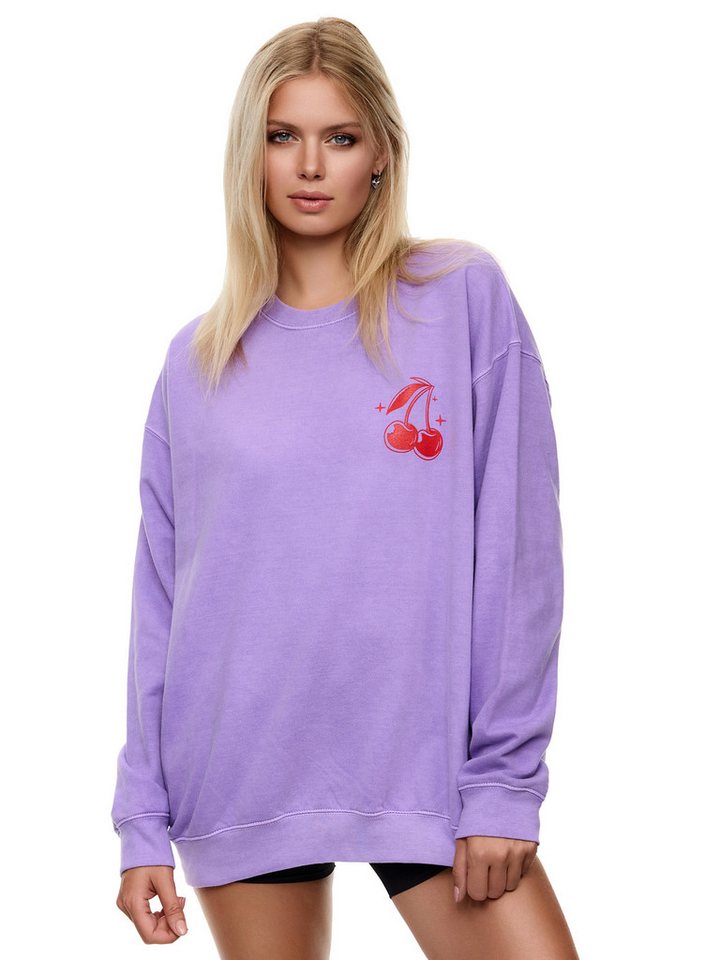 Worldclassca Sweatshirt Worldclassca Oversized Sweatshirt Print Langarm Pullover Oberteil WISHING YOU HAVE A CHERRYLIC DAY von Worldclassca