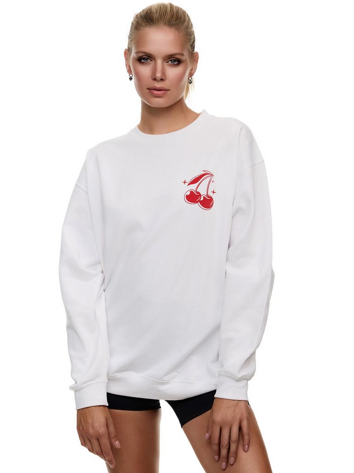 Worldclassca Sweatshirt Worldclassca Oversized Sweatshirt Print Langarm Pullover Oberteil WISHING YOU HAVE A CHERRYLIC DAY von Worldclassca