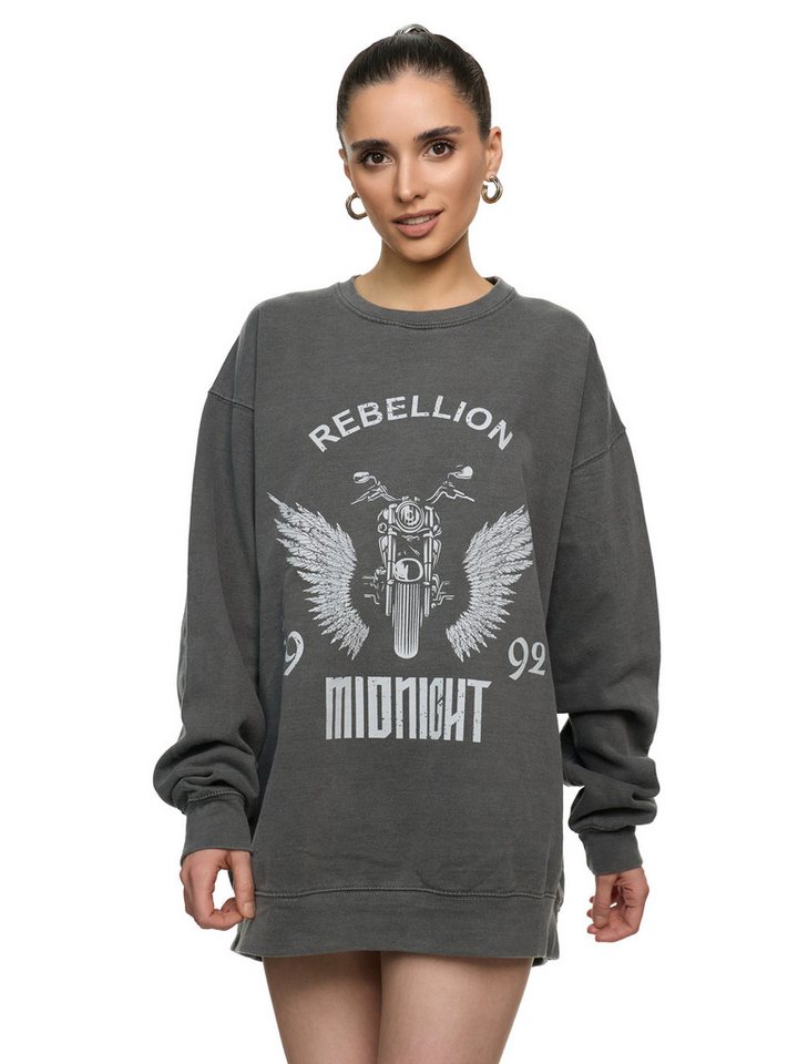 Worldclassca Sweatshirt Worldclassca Oversized Sweatshirt REBELLION Print Langarm Pullover PRINT - REBELLION - MIDNIGHT - MOTORCYCLE CLUB - ANGEL von Worldclassca