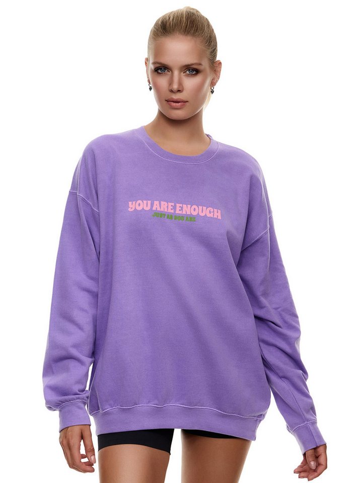 Worldclassca Sweatshirt Worldclassca Oversized Sweatshirt YOU ARE ENOUGH Print Langarm VINTAGE PULLOVER SWEAT OBERTEIL von Worldclassca