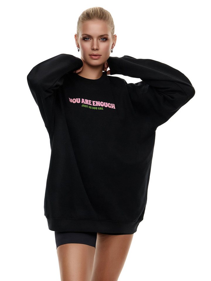 Worldclassca Sweatshirt Worldclassca Oversized Sweatshirt YOU ARE ENOUGH Print Langarm VINTAGE PULLOVER SWEAT OBERTEIL von Worldclassca