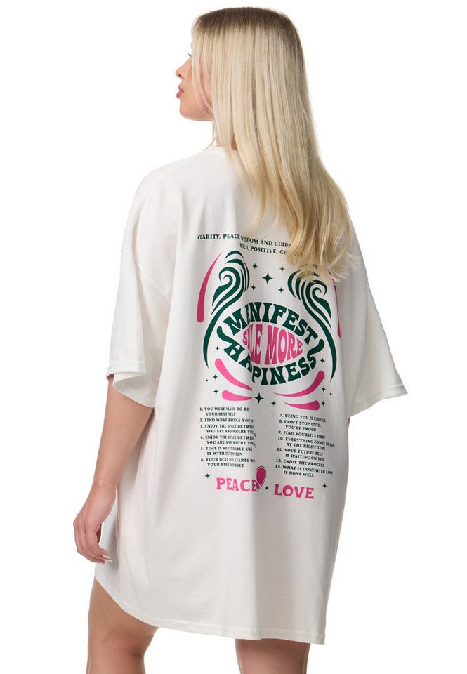 Worldclassca T-Shirt Worldclassca Oversized PEACE LOVE Print T-Shirt lang Sommer Oberteil von Worldclassca