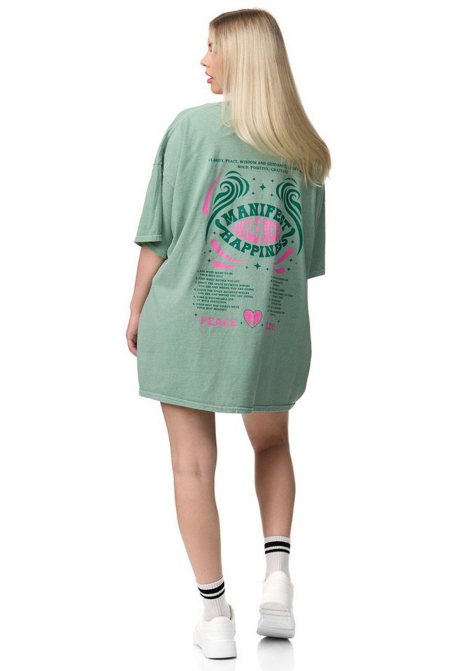 Worldclassca T-Shirt Worldclassca Oversized PEACE LOVE Print T-Shirt lang Sommer Oberteil von Worldclassca