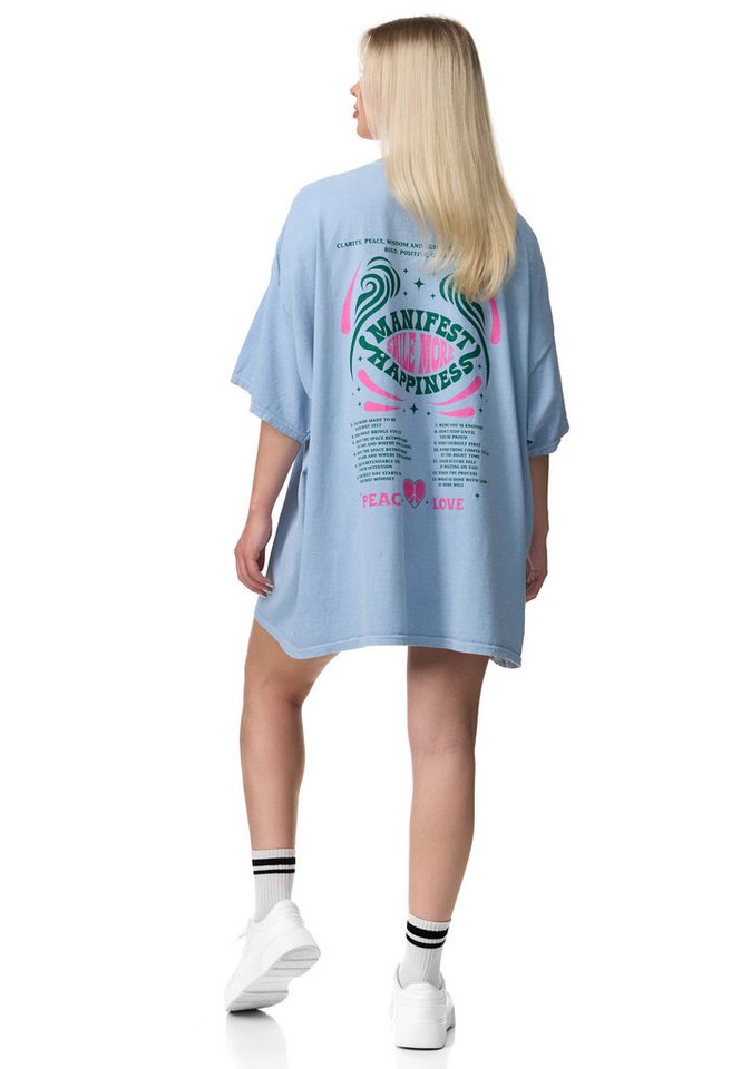 Worldclassca T-Shirt Worldclassca Oversized PEACE LOVE Print T-Shirt lang Sommer Oberteil von Worldclassca