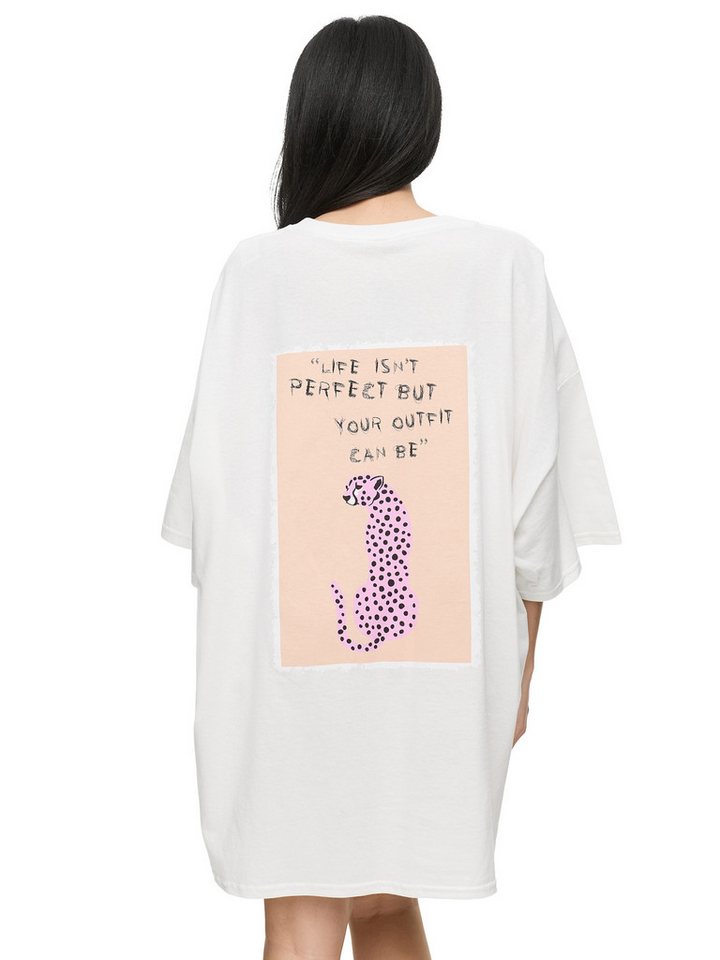 Worldclassca T-Shirt Worldclassca Oversized Print ANIMAL T-Shirt Outfit Sommer Oberteil PRINT - LIFE ISN´T PERFECT BUT YOUR OUTFIT CAN BE - VINTAGE von Worldclassca