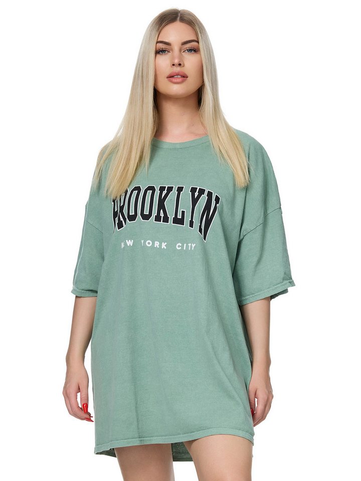 Worldclassca T-Shirt Worldclassca Oversized Print BROOKLYN T-Shirt lang Sommer Oberteil von Worldclassca