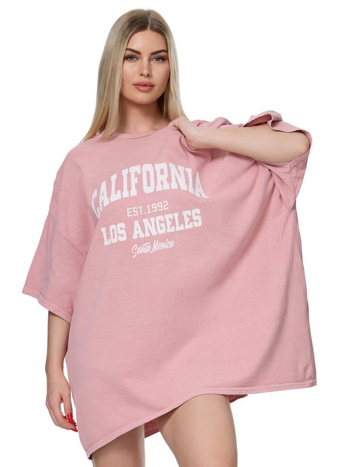 Worldclassca T-Shirt Worldclassca Oversized Print CALIFORNIA T-Shirt lang Sommer Oberteil Baumwolle von Worldclassca