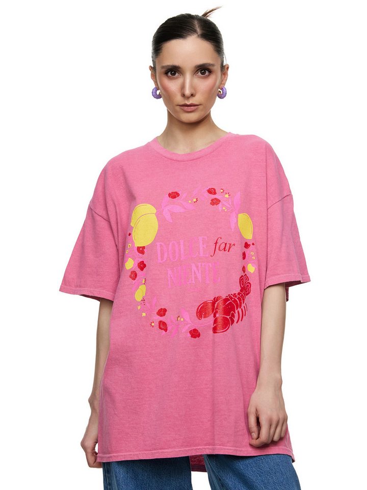 Worldclassca T-Shirt Worldclassca Oversized Print DOLCE FAR NIENTE T-Shirt Sommer Oberteil von Worldclassca