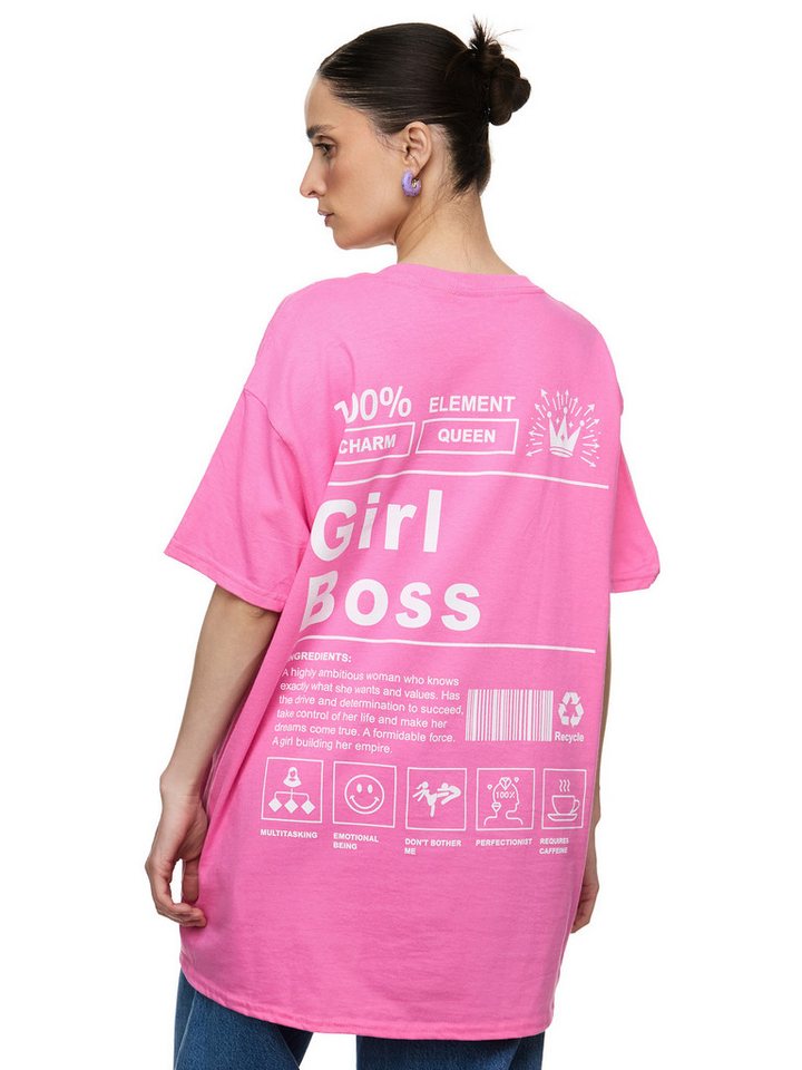 Worldclassca T-Shirt Worldclassca Oversized Print GIRL BOSS T-Shirt lang Sommer Oberteil von Worldclassca