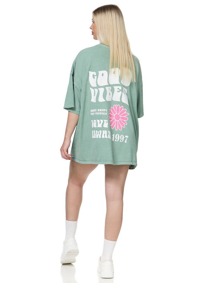 Worldclassca T-Shirt Worldclassca Oversized Print GOOD VIBES T-Shirt lang Sommer Oberteil von Worldclassca