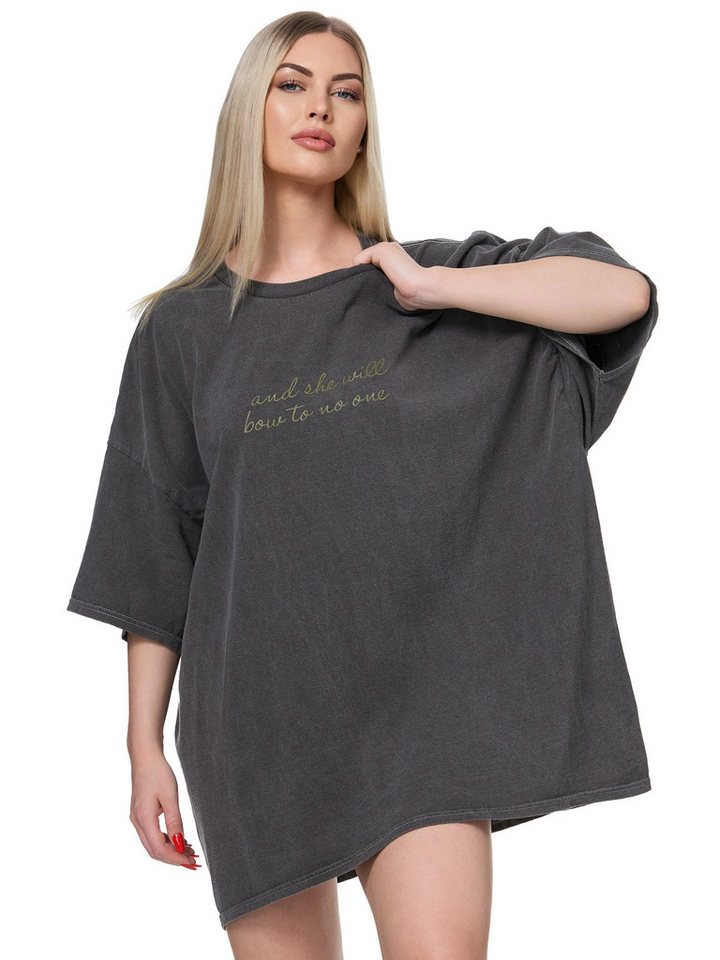 Worldclassca T-Shirt Worldclassca Oversized Print SHE WILL T-Shirt lang Sommer Oberteil von Worldclassca