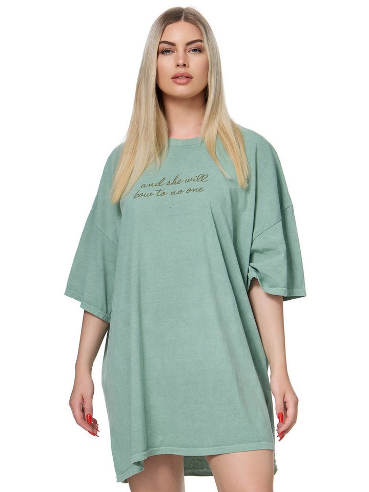 Worldclassca T-Shirt Worldclassca Oversized Print SHE WILL T-Shirt lang Sommer Oberteil von Worldclassca