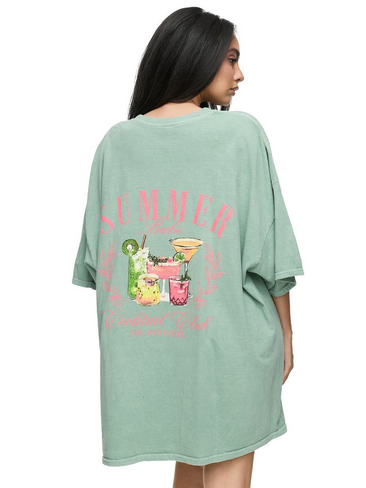 Worldclassca T-Shirt Worldclassca Oversized Print SUMMER BABE T-Shirt Sommer Oberteil PRINT - SUMMER BABE - COCKTAIL CLUB - SIP AND CHILL von Worldclassca