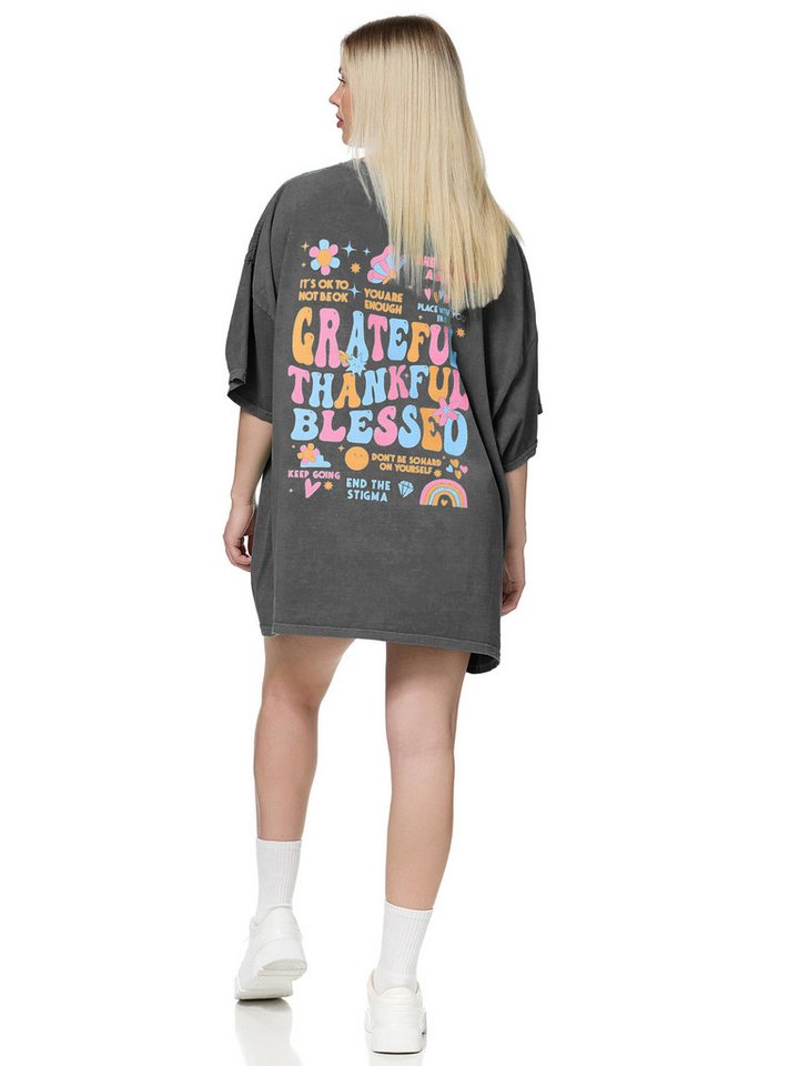 Worldclassca T-Shirt Worldclassca Oversized Print T-Shirt lang Sommer Oberteil BE KIND TO YOUR MIND BAUMWOLLE SHIRT von Worldclassca