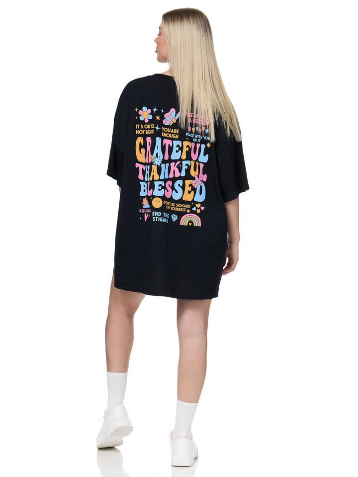 Worldclassca T-Shirt Worldclassca Oversized Print T-Shirt lang Sommer Oberteil BE KIND TO YOUR MIND BAUMWOLLE SHIRT von Worldclassca