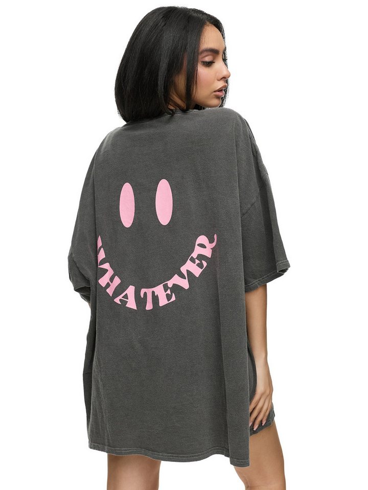 Worldclassca T-Shirt Worldclassca Oversized Print WHATEVER Vintage T-Shirt Sommer Oberteil PRINT - WHATEVER - VINTAGE STONE WASHED von Worldclassca